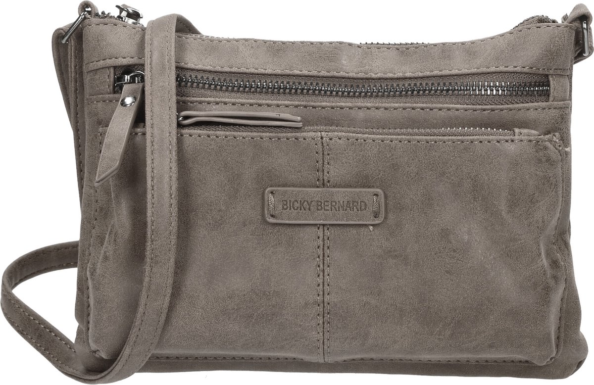 Bicky Bernard Schoudertas Dames grijs - Crossbody - 23x4x17cm - 5 Vakken