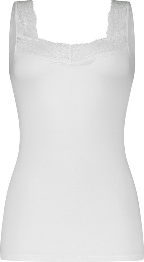 Basics singlet met kant wit voor Dames | Maat XL