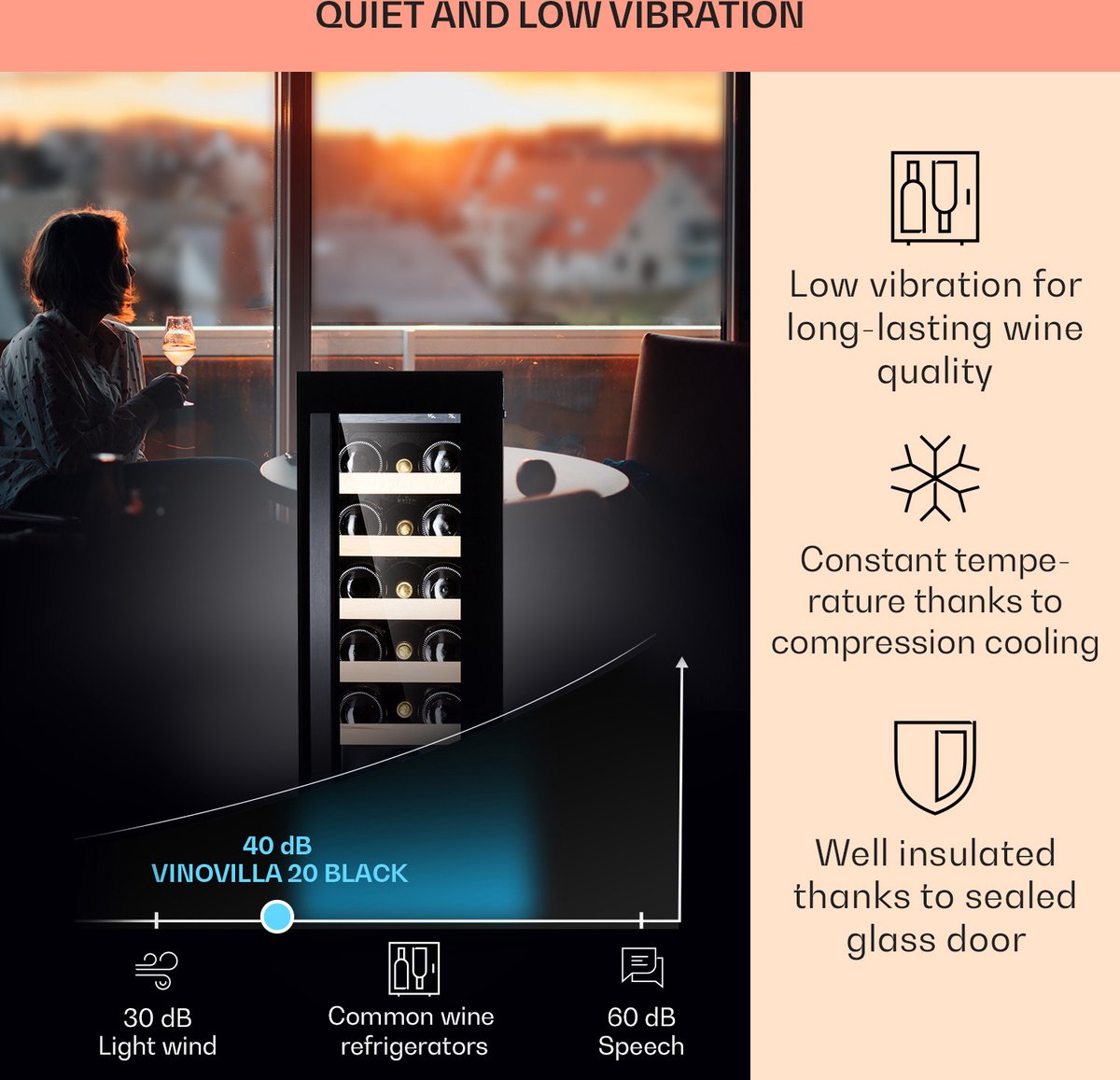 Klarstein Vinovilla 20 Inbouw Wijnkoelkast - 50 Liter - 20 - afbeelding 3