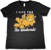 Garfield Kinder Tshirt -Kids tm 6 jaar- Live For The Weekend Zwart