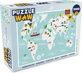 Puzzel Wereldkaart - Kinderen - Vliegtuig - Boot - Jongens - Meisjes - Legpuzzel - Puzzel 1000 stukjes volwassenen