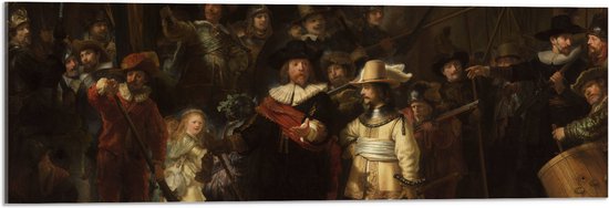 Acrylglas - De Nachtwacht, Rembrandt van Rijn, 1642 - Oude Meesters - 90x30 cm Foto op Acrylglas (Wanddecoratie op Acrylaat)