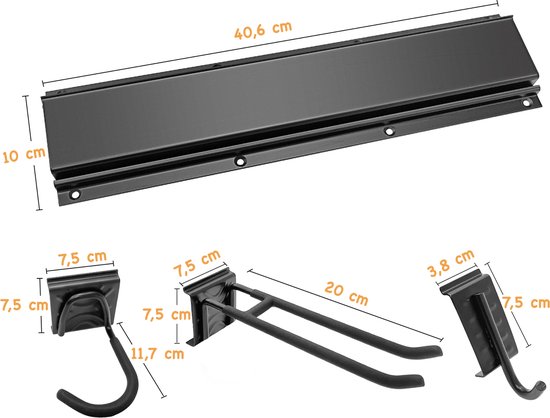 Fiets ophangsysteem voor fietsen accessoires en garage tools - fietsrek - fietslift - muurbeugel fiets - fietshaak - fiets ophangbeugel - fiets - inclusief schroeven en pluggen