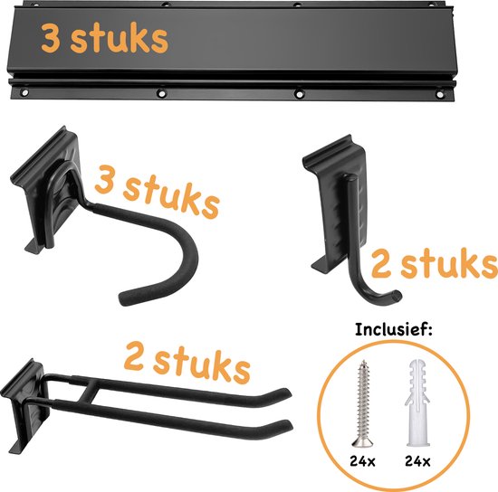 Fiets ophangsysteem voor fietsen accessoires en garage tools - fietsrek - fietslift - muurbeugel fiets - fietshaak - fiets ophangbeugel - fiets - inclusief schroeven en pluggen