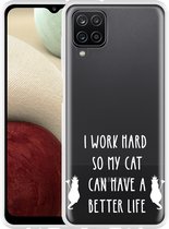 Hoesje Geschikt voor Samsung Galaxy A12 Royalty Cat - wit