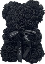 Rozen beer Zwart - Rose Bear - 25 cm - Inclusief Kaartje