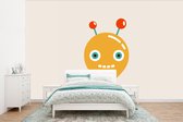 Behang kinderkamer - Fotobehang Robot - Gloeilamp - Gezicht - Antenne - Kinderen - Breedte 350 cm x hoogte 260 cm - Kinderbehang
