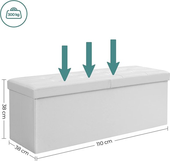 MIRA Home - Zitbank woonkamer - Zitbank met opbergruimte - Halbank - Wit - 110x38x38