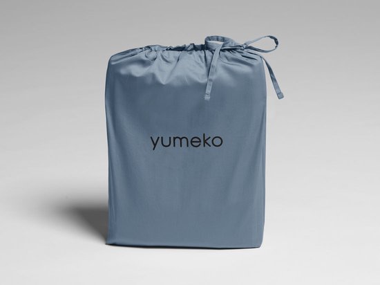 Yumeko Ensemble housse satin de coton bleu délavé 260x220 + 2 / 60x70