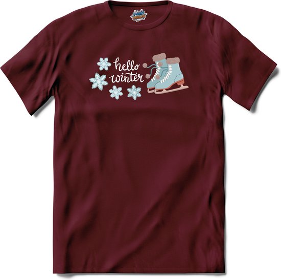 Hello Winter Blue Schaatsen Winter Ice Skating TShirt Unisex