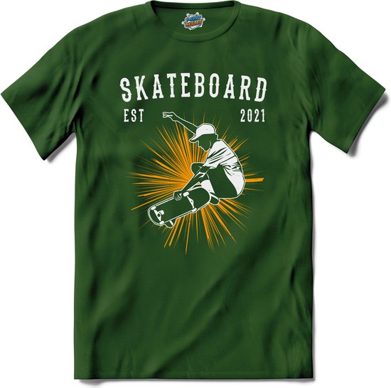 Skateboard Skaten Skateboard TShirt Unisex Bottle Groen Maat XL bol