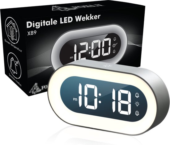 FOXLY® Digitale Wekker met Licht X89 - Klokradio - Nachtlamp - Slaapkamer  -... | bol