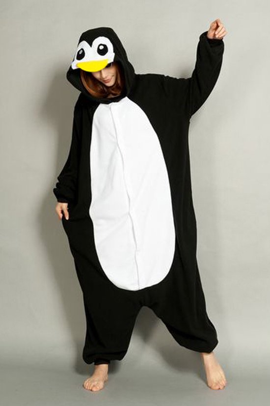 KIMU Onesie pinguin zwart wit pak kostuum - maat 110-116 - pinguinpak jumpsuit pyjama | bol.com