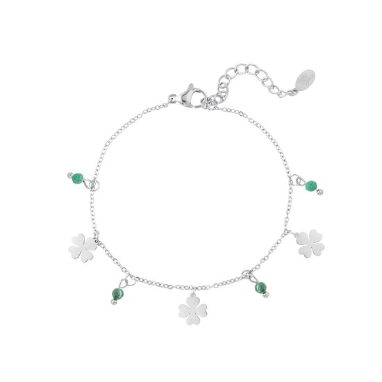 Bracelet four-leaf clovers & stones | Armband | Yehwang- Moederdag cadeautje - cadeau voor haar - mama