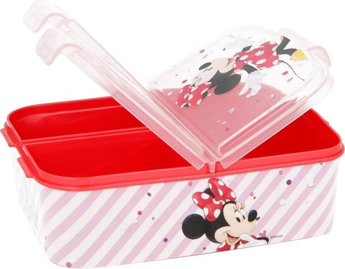 Minnie Mouse Smile Broodtrommel 3 vakjes - Officieel gelicentieerd - 18,5x15 cm - Brooddoos - Lunchbox