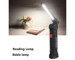 Looplamp - Zaklamp - Werklamp - Led - 2 Delig - Werken - Usb - Oplaadbare Ingebouwde Batterij - Cob Torch - 3 Mode Flash Light - Staart - Magneet - Draagbare Camping lantaarn - Camping - Auto - Outdoor - Small - Small Size