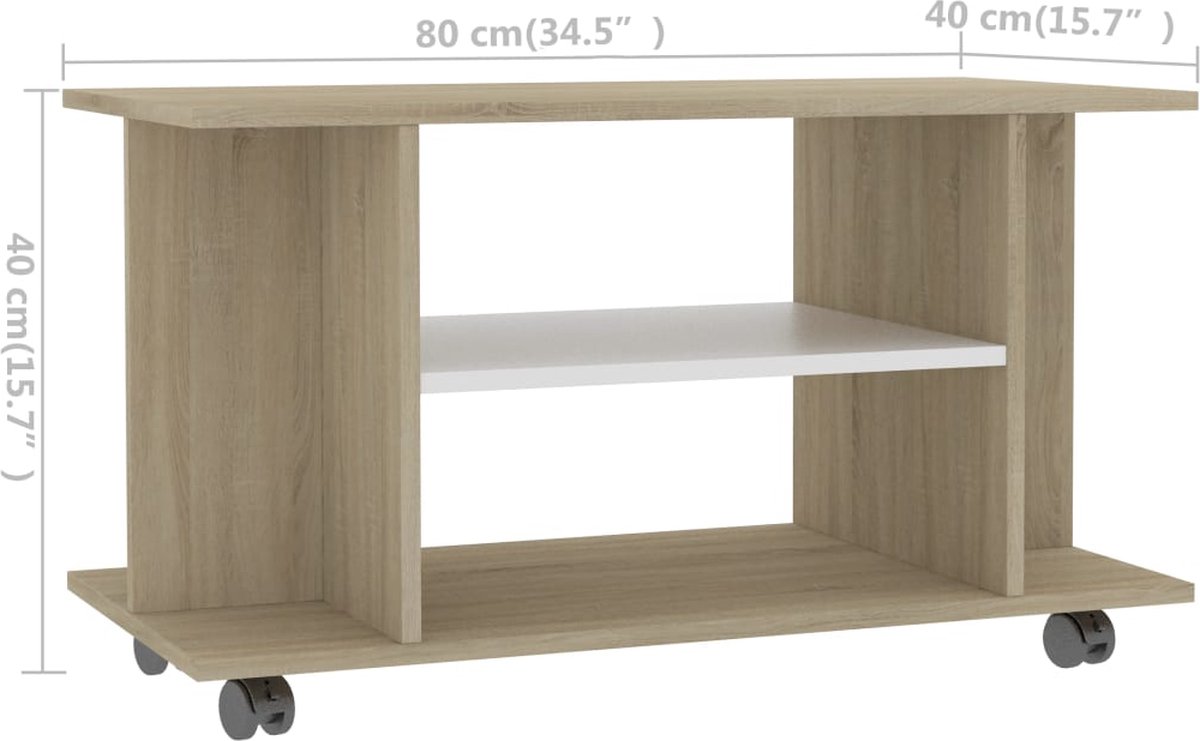 Tv-meubel met wieltjes 80x40x40 cm spaanplaat hoogglans zwart kopen