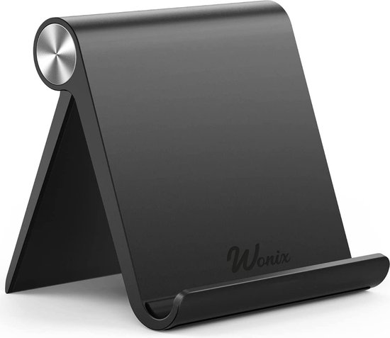 Wonix® - Tablet Houder - Tabletstandaard - Opvouwbaar - Verstelbaar - Van 4 tot 12 Inch - voor Ipad, Tablet, Smartphone, Universaal - Zwart