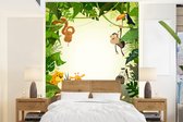 Behang babykamer - Fotobehang Jungle - Slang - Leeuw - Planten - Jongens - Meisjes - Baby - Kids - Breedte 190 cm x hoogte 260 cm - Kinderbehang