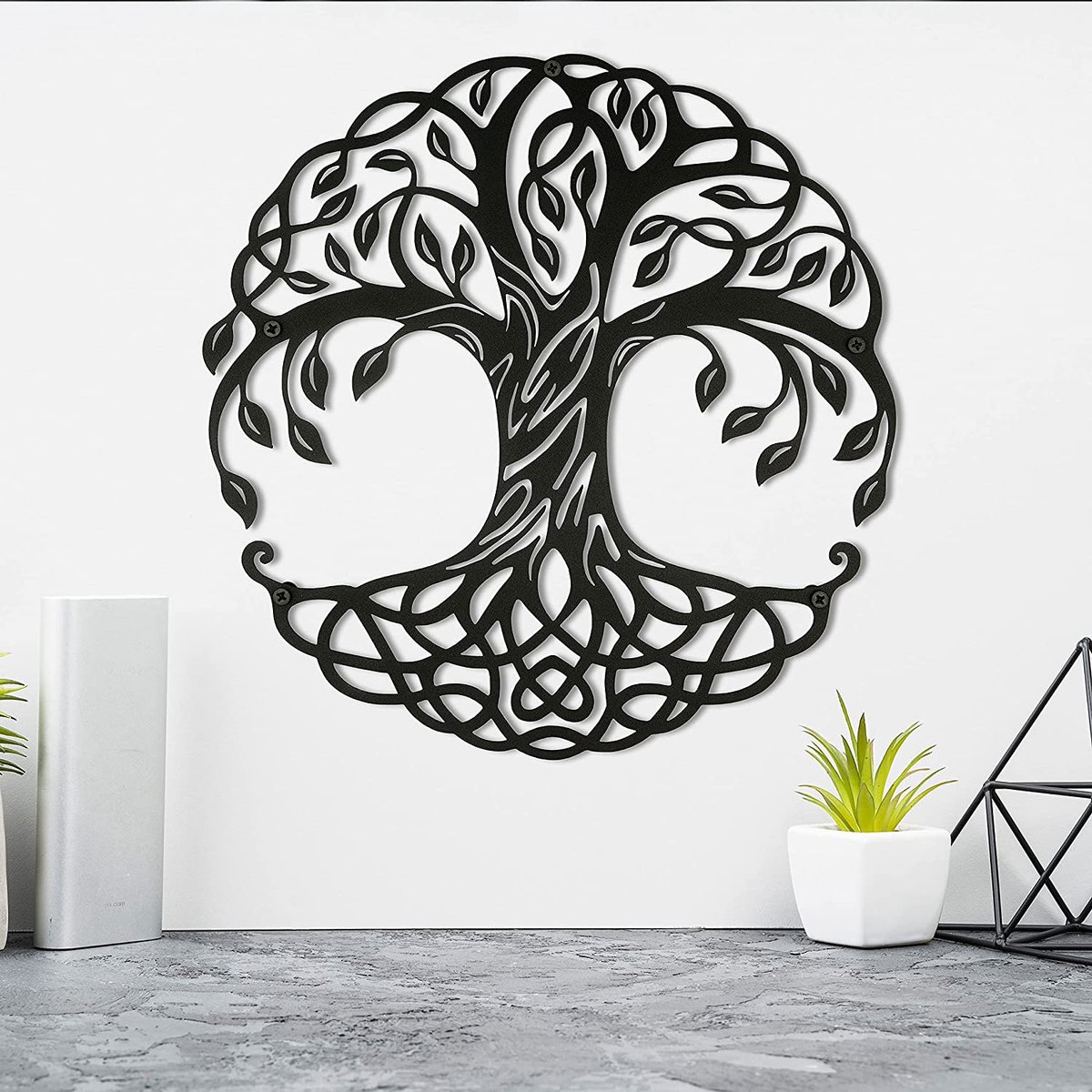 Levensboom Wanddecoratie, Decoratie Woonkamer Metaal, Decoratie slaapkamer, Wanddecoratie, Wandsculptuur, Muurdecoratie Metaal Woonkamer, Muurkunst, 30cm x 30 cm