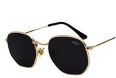 Hidzo Zonnebril Marshal Goudkleurig - UV 400 - Zwarte Glazen - Inclusief brillenkoker