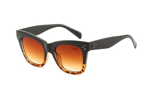 Hidzo Zonnebril Zwart/Luipaard - UV 400 - Bruine Glazen - Inclusief Brillenkoker
