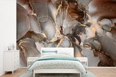 Behang - Fotobehang Grijs - Goud - Marmer - Breedte 420 cm x hoogte 280 cm