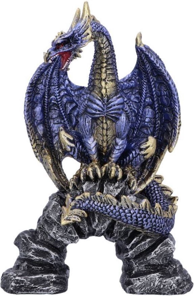 Nemesis Now Beeld/figuur Acko Blauwe Metallic Draak Beeldje 15.5cm - geweldig als cadeau!