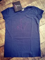 Cavalliera Kids T-Shirt met rose strassdeco paardenhoofd 134 Blauw