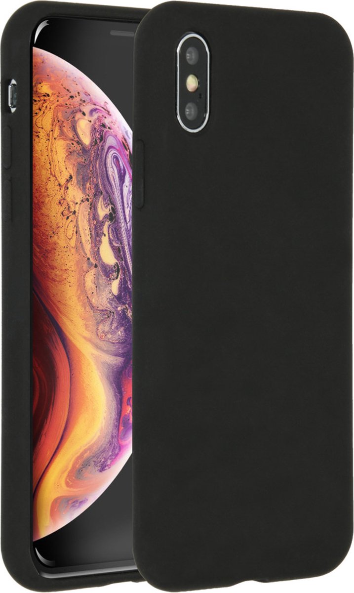 iPhone X Hoesje Siliconen - iPhone Xs Hoesje - Accezz Liquid Silicone Backcover - Zwart