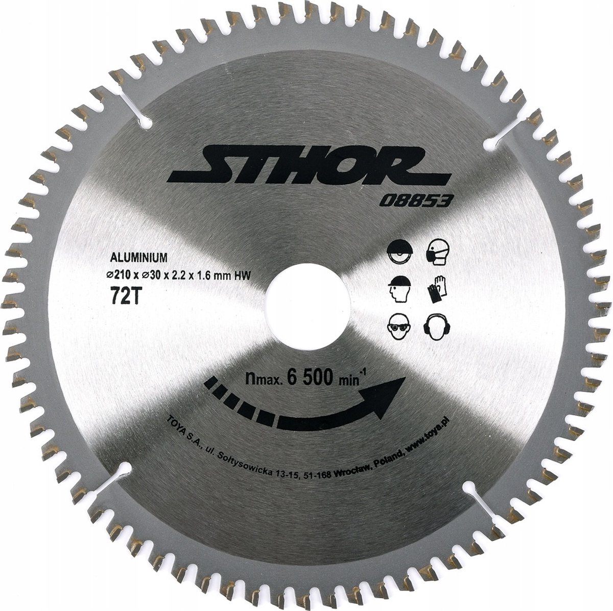 STHOR Cirkelzaagblad Ø210 mm - 72 T - binnendiameter 30 mm - Voor Aluminium