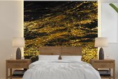 Behang - Fotobehang Marmer - Goud - Zwart - Glitter - Breedte 350 cm x hoogte 350 cm