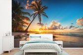 Papier Peint - Papier Papier peint photo Plage - Mer - Palmier - Coucher de Soleil - Largeur 450 cm x Hauteur 300 cm