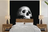 Papier peint photo vinyle - Une illustration en noir et blanc d'un crâne réaliste largeur 240 cm x hauteur 240 cm - Tirage photo sur papier peint (disponible en 7 tailles)
