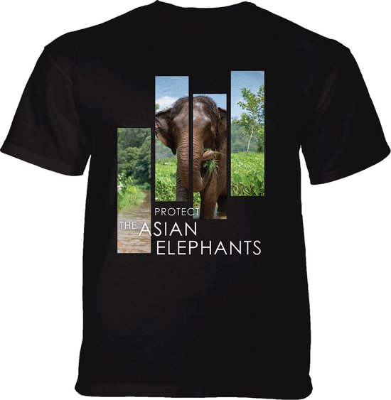 T-shirt Protect Asian Elephant Split Portrait Black 4XL