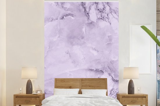 Behang - Fotobehang Marmer - Ader - Paars - Breedte 170 cm x hoogte 260 cm
