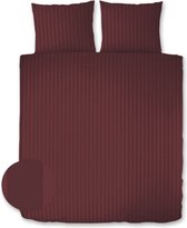 Housse de couette Satin Rayé - Qualité Hotel 230 TC - 2 personnes - 200 x 200/220 cm - Rouge chaud
