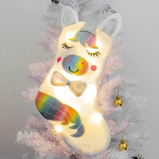 Eenhoorn Kerst Sok Christmas Stocking Kerstsok met led lampjes Eenhoorn Kerst... bol