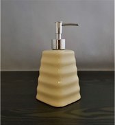 Distributeur de savon - Céramique - Wit crème - Cuisine - Toilettes - Salle de bain - Pompe à savon - 8,5 x 18 cm - Set économique 2 pièces