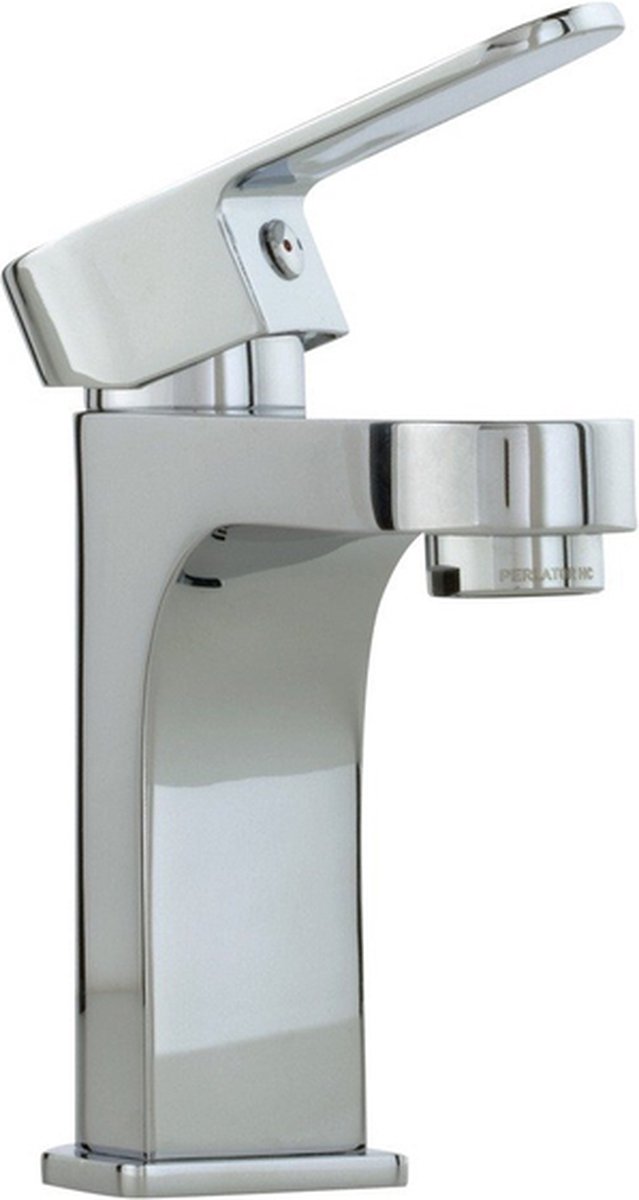 Nemo Spring Nera wastafelmengkraan eengreeps montage op wastafel klein model met vaste bek met automatische lediging 2trapsbinnenwerk chroom