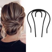 WiseGoods Premium Pin Vorm Haarclip Dames - Haarspeld - Haar Accessoires Bruiloft - Haarclips Vrouw - Haarklem 4 Pins - Zwart