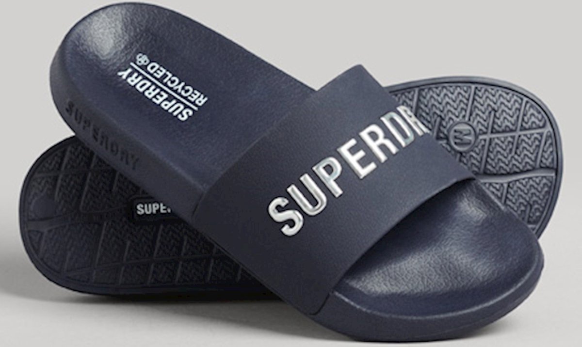 Superdry Dames CODE Logo badslippers Marineblauw
