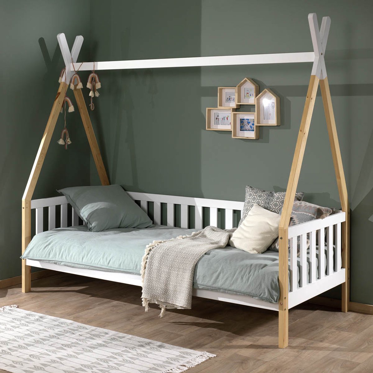 Lit tipi Vimpeli 70 x 140 cm pour enfant bambou naturel [en.casa]