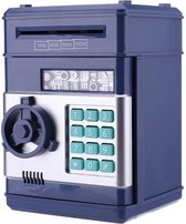 RAMBUX® - Kluis met Pincode & Geluid - Donkerblauw - Spaarpot - Munten & Briefgeld - Automatisch Spaarvarken - Educatief Speelgoed