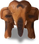Decoratieve Olifant kruk medium | H18cm x Ø19 cm | Massief acacia hout | Handgemaakt | bloemenkolom