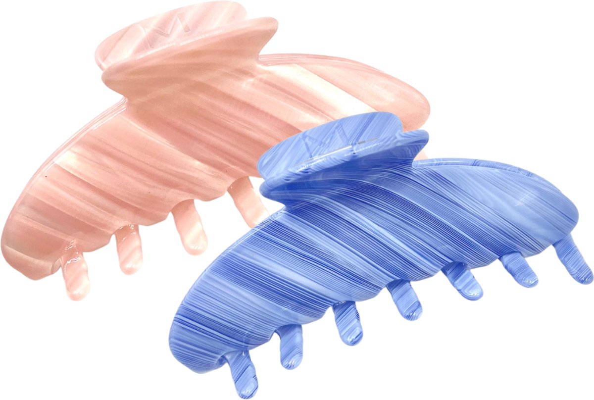 MOONIE’S® Haarklemmen - Duo Pack - Blush - Indigo - Roze - Blauw - Acetate - 2 Stuk