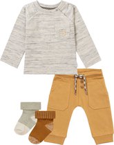 Noppies - Kledingset - 4DELIG - Broek Murphy Apple Cinnamon - Shirt Metropolis Willow Grey - 2 Paar sokjes Maxton - Maat 74