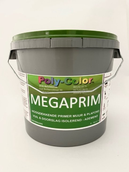 PolyColor Megaprim - Isolerende ademende hoog dekkende primer voor muur en plafond - Inhoud : 5 L Wit - Prijs per stuk