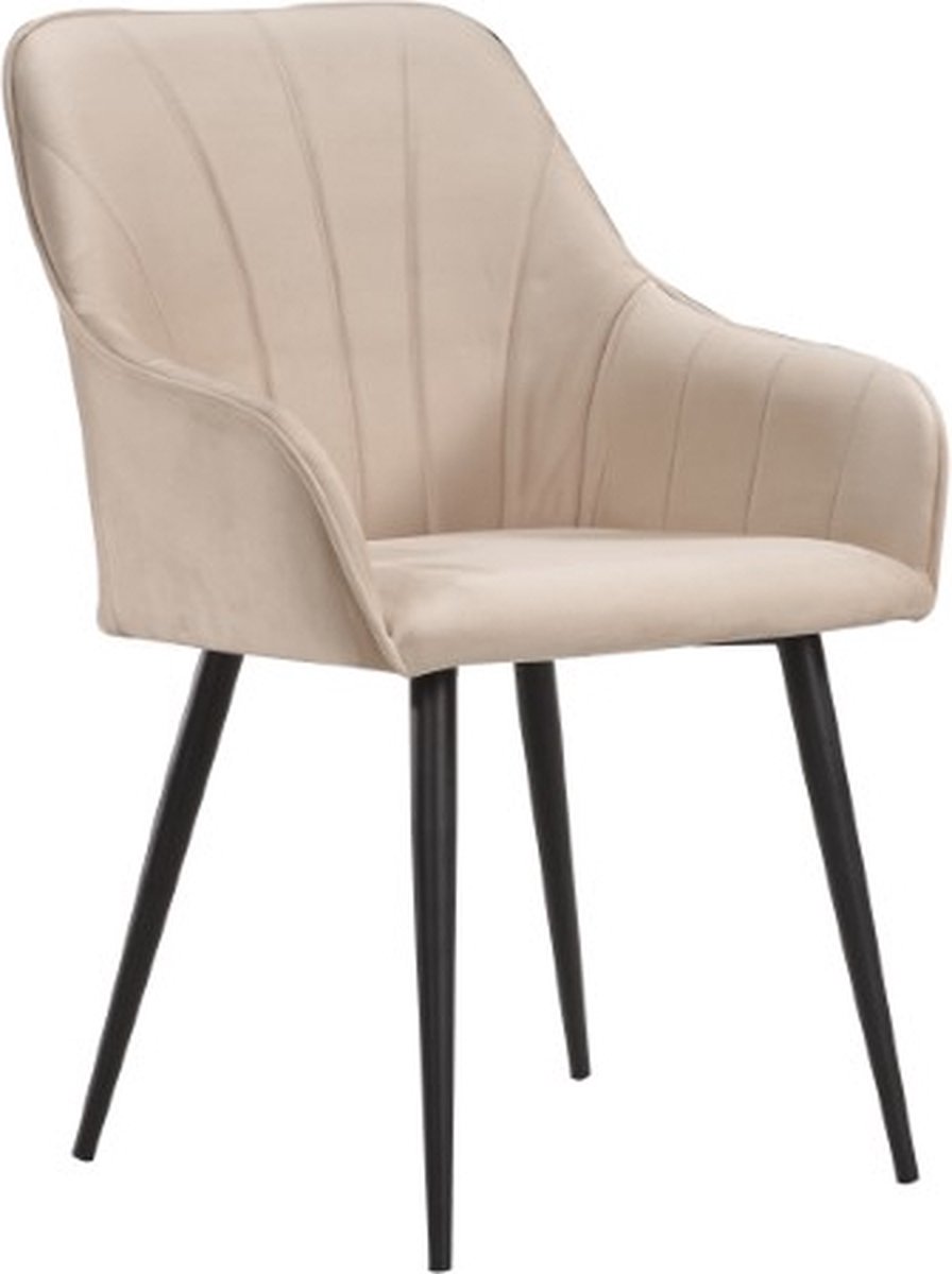 Soof&Tess - Set van 4 - Ferrara Eetkamerstoel - Beige - Fluweel - Velvet - Industrieel - M