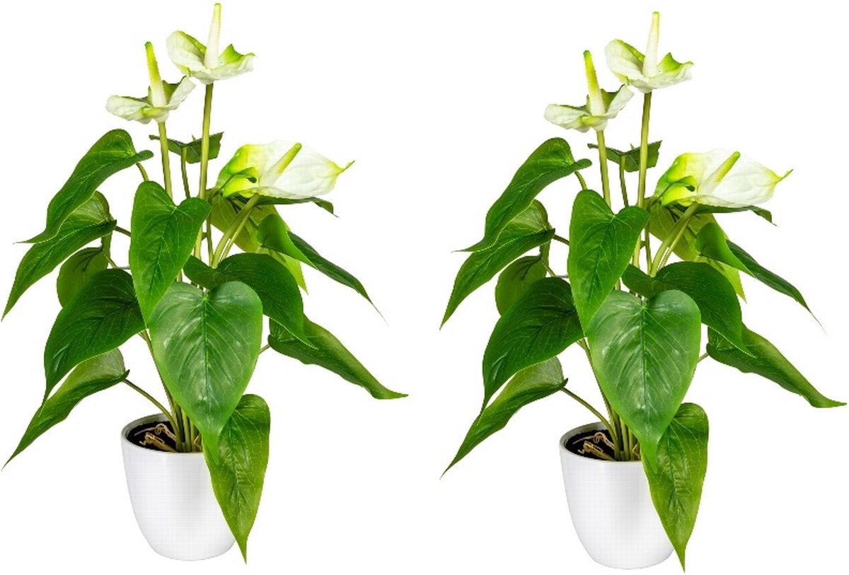 Kopu 2 stuks Anthurium Wit Kunstplant 40 cm - Flamingoplant Wit